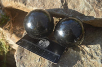 Polished Schorl Black Tourmaline Spheres x 4 From Madagascar - Toprock Gemstones and Minerals 