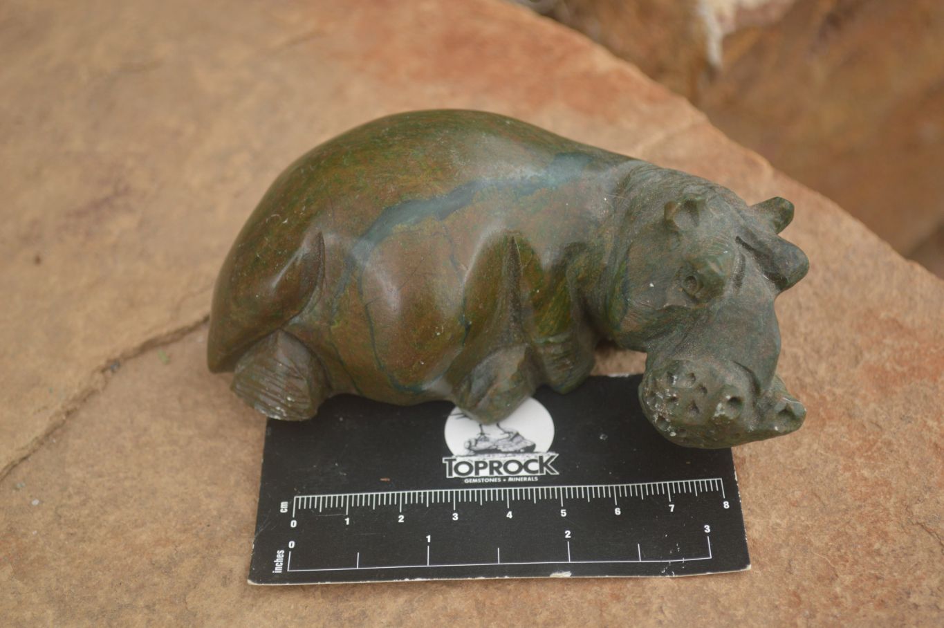 Polished Green Verdite Hippo Carvings  x 2 From Zimbabwe - TopRock