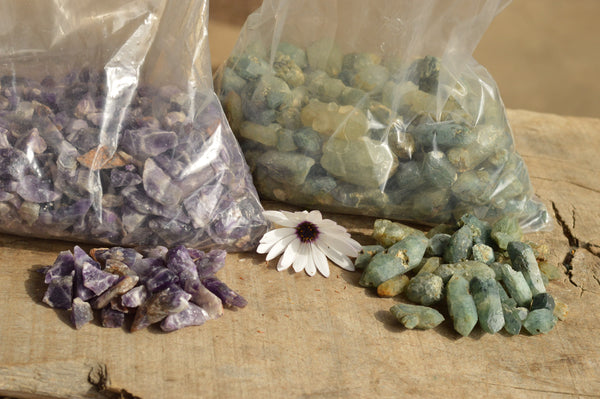 Natural Bags Of Small Chevron Amethyst Chips & Chlorite Quartz Crystals  x 2.1 Kg Lot From Zimbabwe, Zambia - TopRock