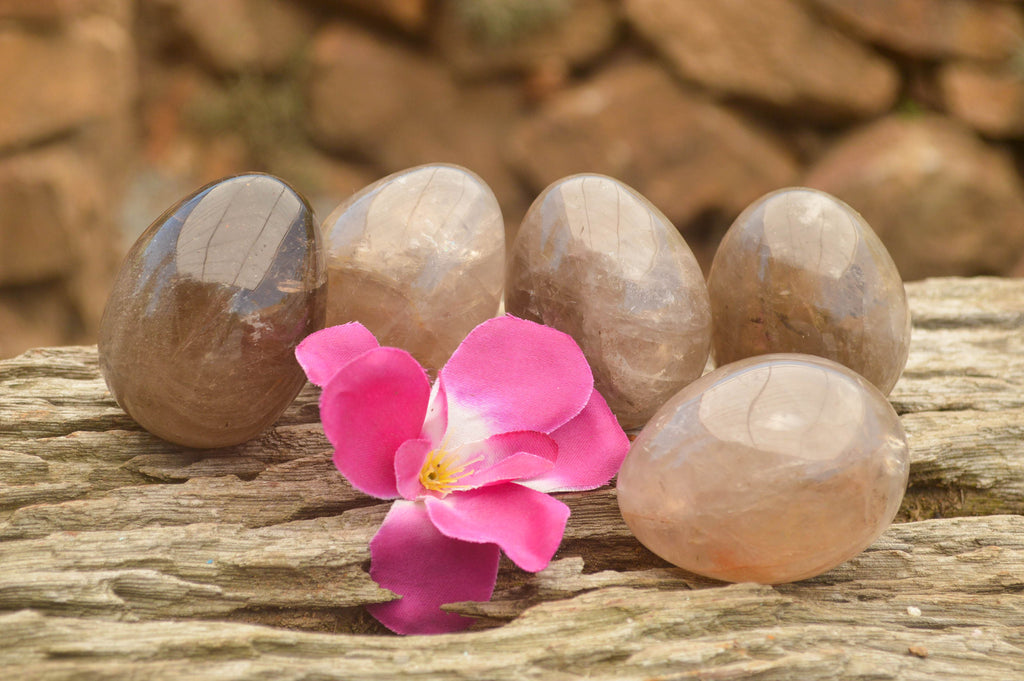 Polished Large Morion Smokey Quartz Eggs x 5 From Madagascar - TopRock