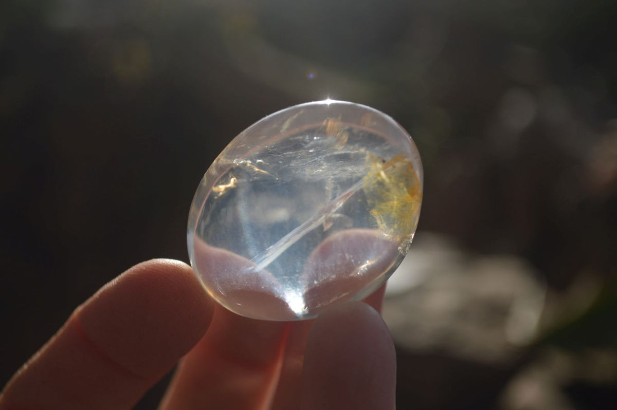 Polished Small Semi Optic Rock Crystal Galet / Palm Stones x 35 From Madagascar - Toprock Gemstones and Minerals 