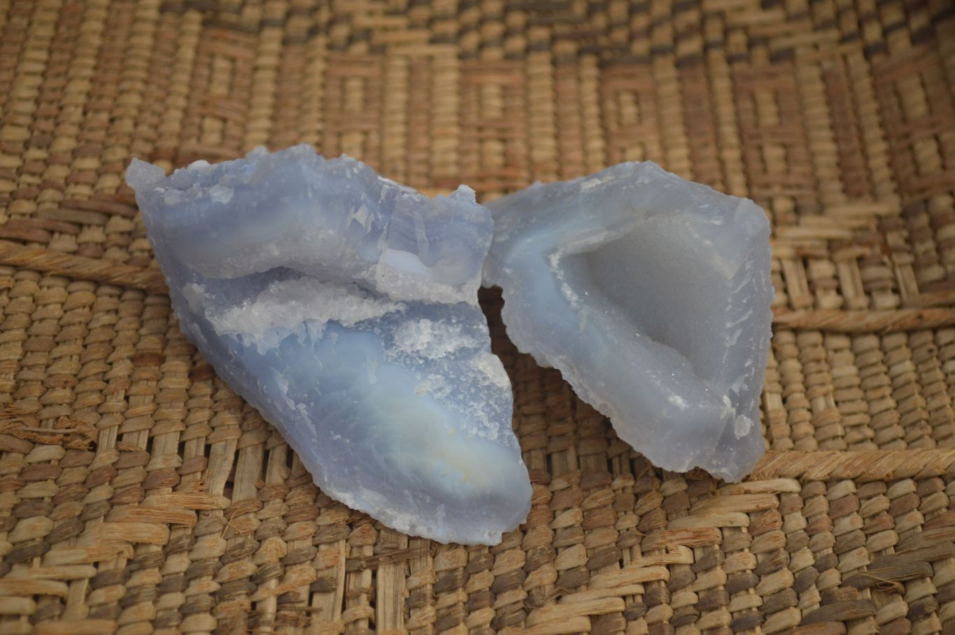 Natural Etched Blue Chalcedony Specimens x 12 From Nsanje, Malawi - Toprock Gemstones and Minerals 