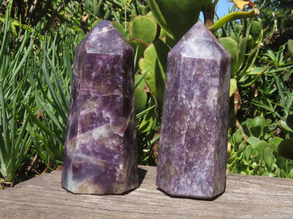 Polished Large Lepidolite Crystal Points (Specular Rubellite) x 2 From Madagascar - TopRock