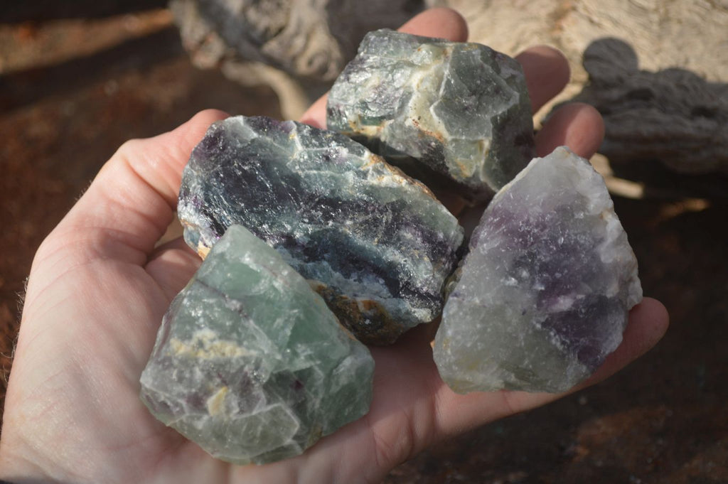 Natural Rough Watermelon Fluorite Cobbed Specimens  x 24 From Uis, Namibia - Toprock Gemstones and Minerals 