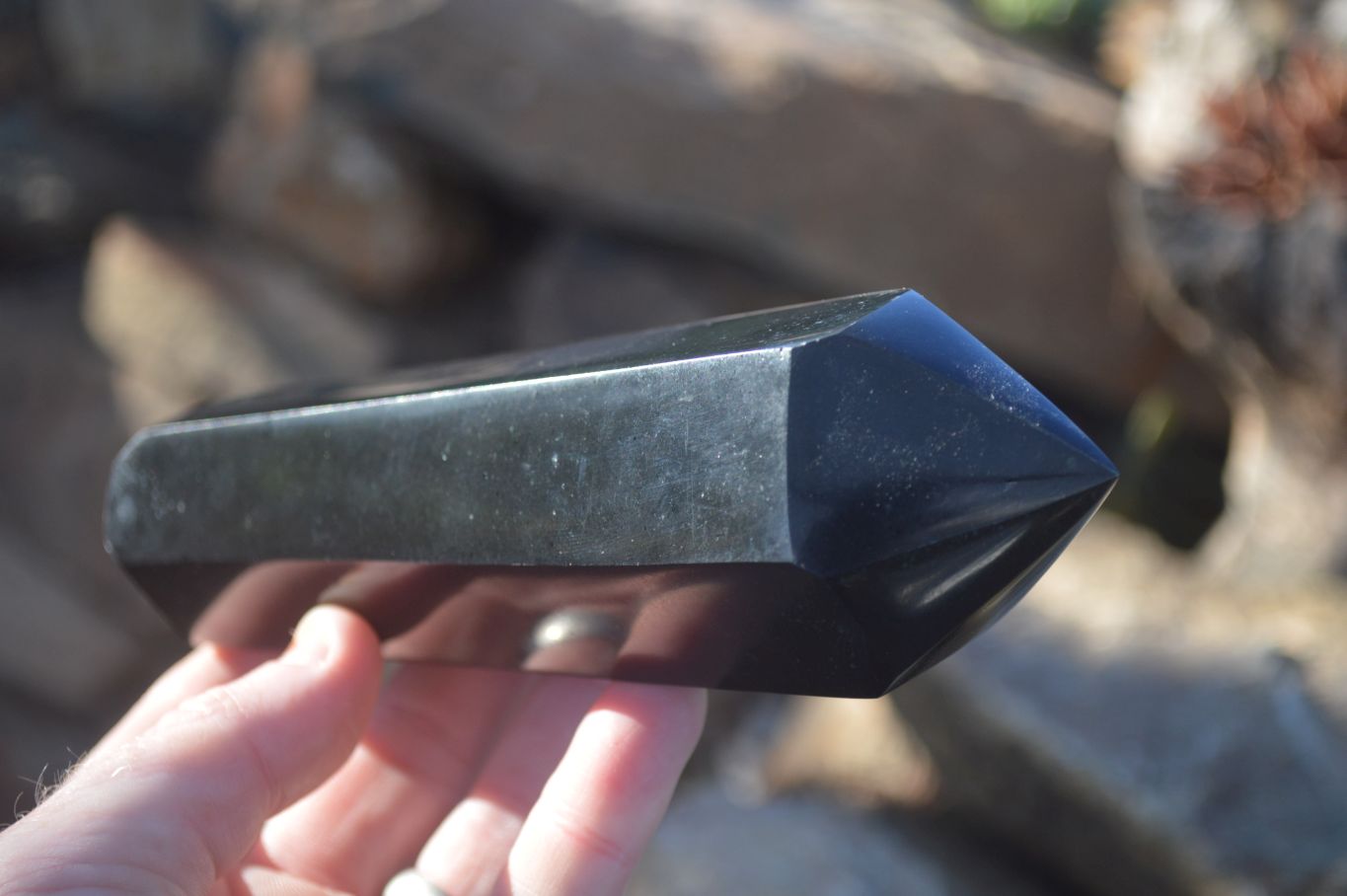 Polished Double Terminated Black Basalt Points  x 4 From Antsirabe, Madagascar - Toprock Gemstones and Minerals 