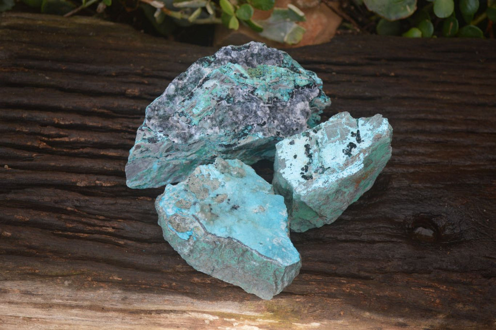 Natural Drusy Coated Chrysocolla Dolomite Specimens x 3 From Laputa Mine, Congo - Toprock Gemstones and Minerals 