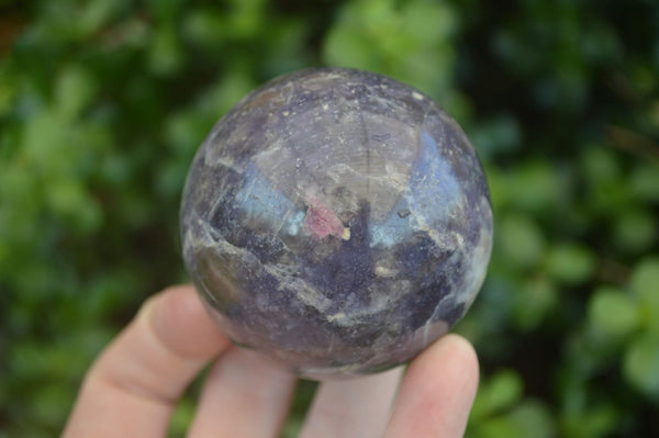 Polished Purple Lepidolite Spheres With Pink Rubellite On Some  x 4 From Madagascar