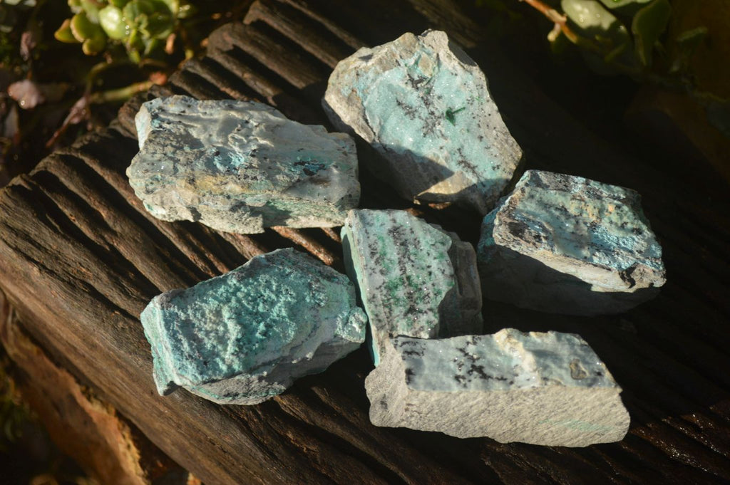 Natural Drusy Coated Chrysocolla & Malachite Dolomite Specimens x 6 From Congo - Toprock Gemstones and Minerals 