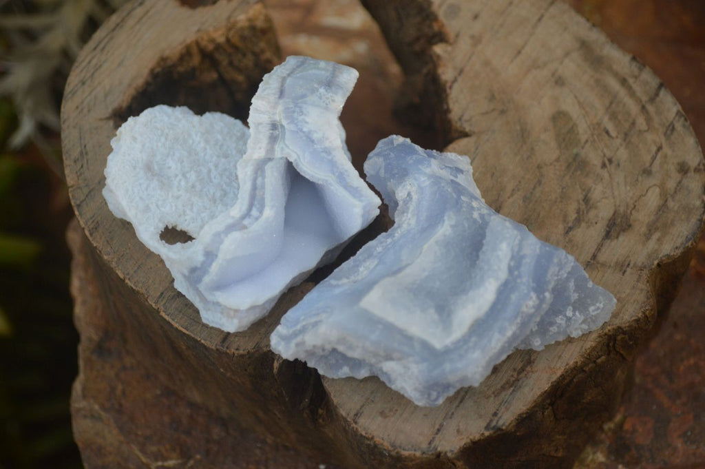 Natural Etched Blue Chalcedony Specimens x 12 From Nsanje, Malawi - Toprock Gemstones and Minerals 