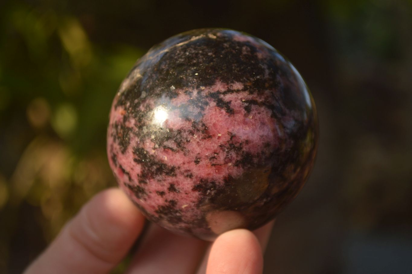 Polished  Pink & Black Rhodonite Spheres x 4 From Madagascar - Toprock Gemstones and Minerals 