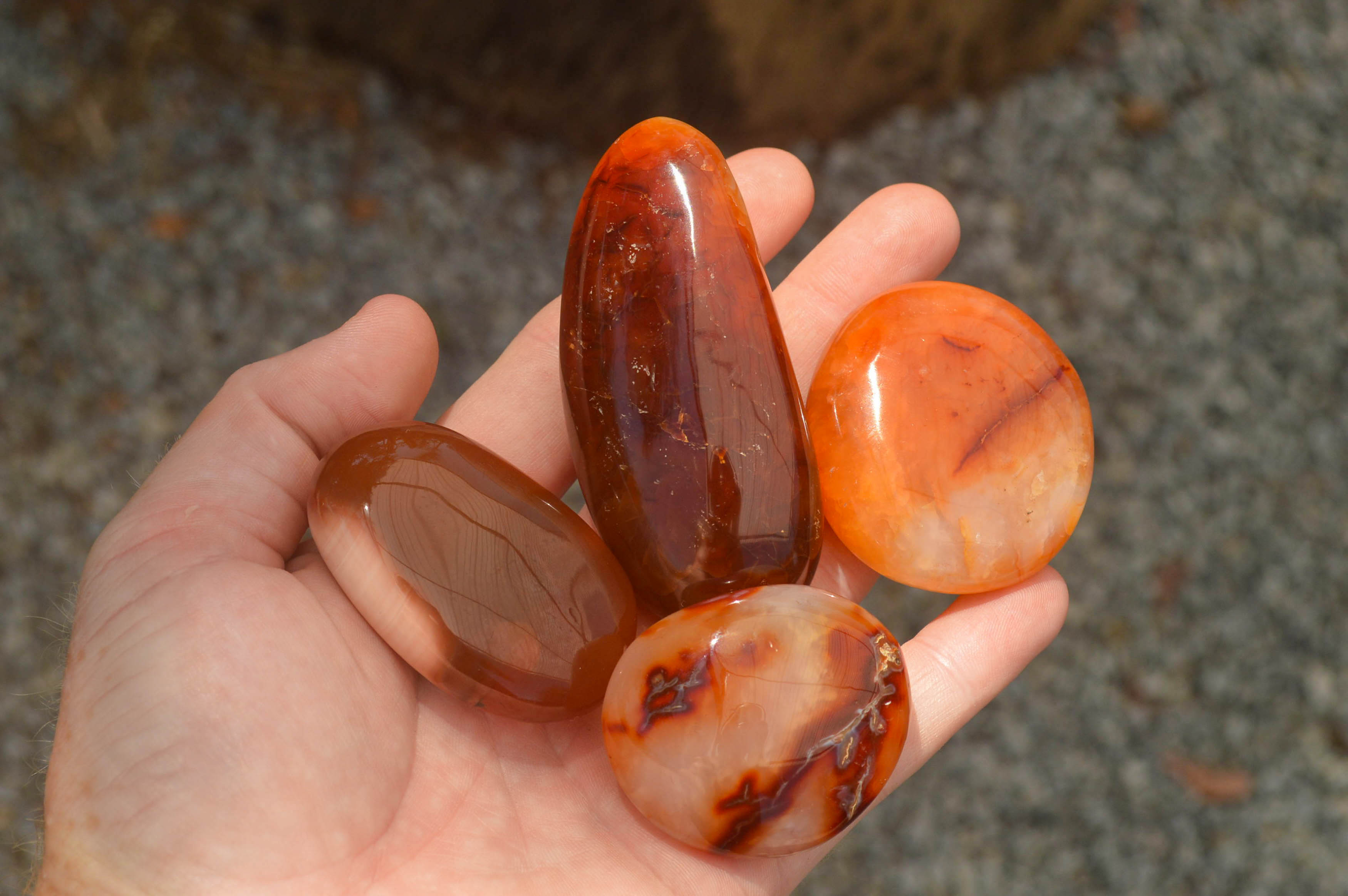 Polished Small Carnelian Palm Stones / Gallets - sold per kg - From Madagascar - TopRock