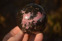 Polished  Pink & Black Rhodonite Spheres x 4 From Madagascar - Toprock Gemstones and Minerals 