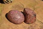 Natural Pink Rhodonite Palm Stones / Free Forms x 6 From Zimbabwe - TopRock