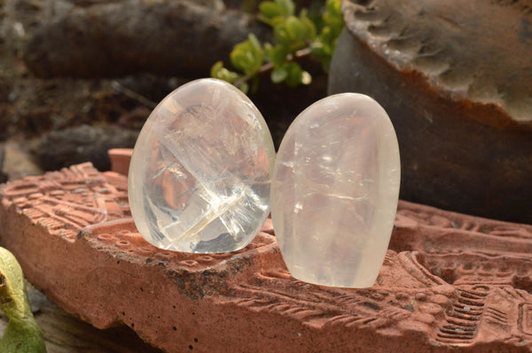 Polished Small Optic Girasol Pearl Quartz Standing Free Forms  x 6 From Madagascar - TopRock