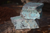Natural Drusy Coated Chrysocolla & Malachite Dolomite Specimens x 6 From Congo - Toprock Gemstones and Minerals 