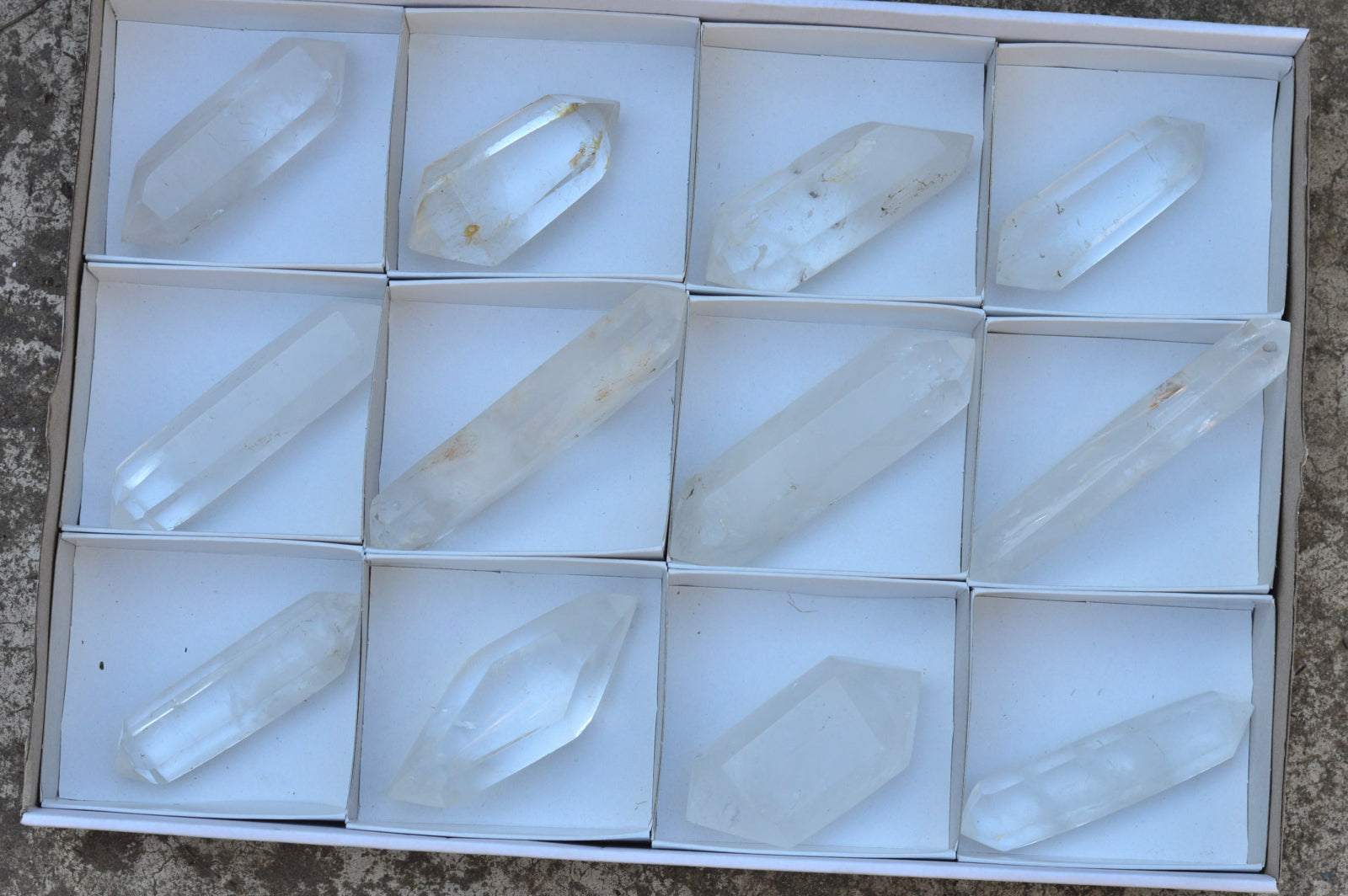 Polished Double Terminated Semi Optic Quartz Crystals  x 12 From Madagascar - TopRock