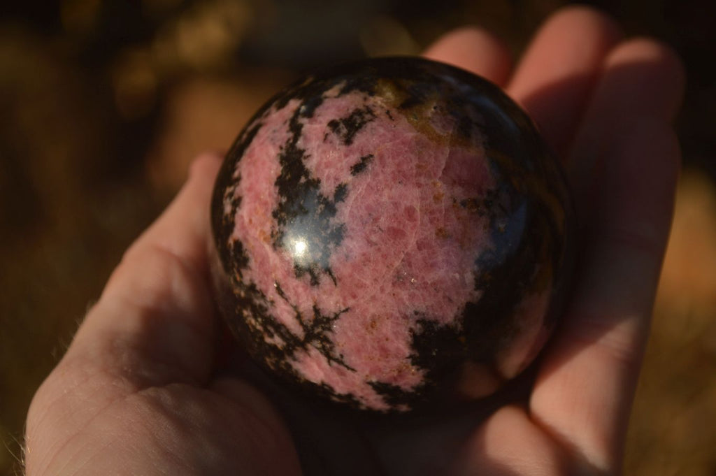 Polished  Pink & Black Rhodonite Spheres x 4 From Madagascar - Toprock Gemstones and Minerals 