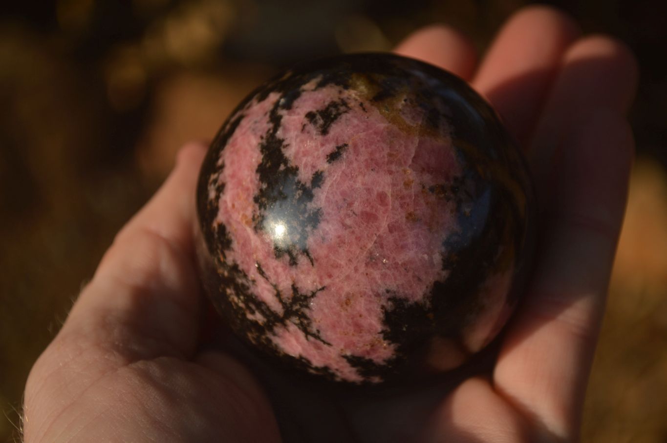 Polished  Pink & Black Rhodonite Spheres x 4 From Madagascar - Toprock Gemstones and Minerals 