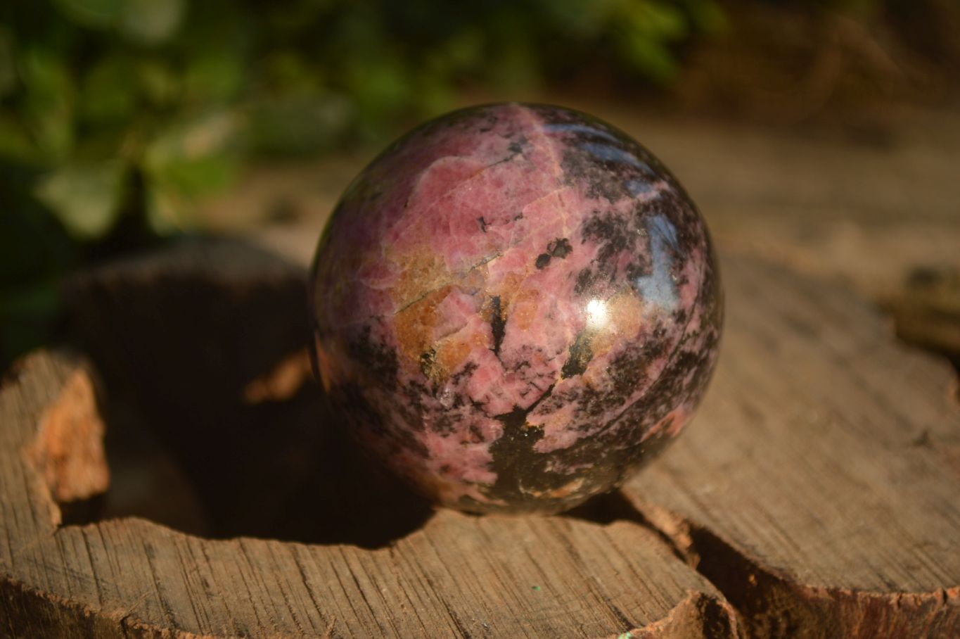 Polished  Pink & Black Rhodonite Spheres x 4 From Madagascar - Toprock Gemstones and Minerals 