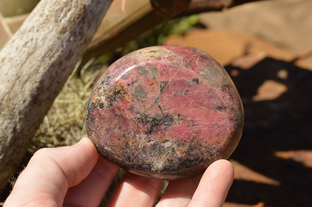 Natural Pink Rhodonite Palm Stones / Free Forms x 6 From Zimbabwe - TopRock