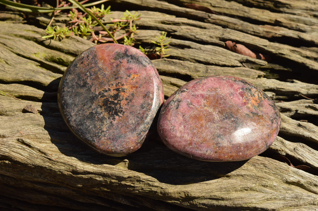 Natural Pink Rhodonite Palm Stones / Free Forms x 6 From Zimbabwe - TopRock