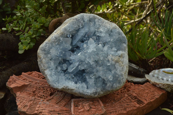 Natural Blue Celestite Geode Specimen With Long Semi Optic Crystals  x 1 From Sakoany, Madagascar - TopRock