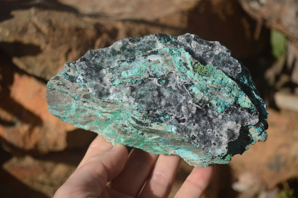Natural Drusy Coated Chrysocolla Dolomite Specimens x 3 From Laputa Mine, Congo - Toprock Gemstones and Minerals 