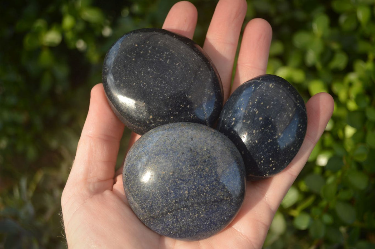 Polished Blue Lazulite Palm Stones  x 24 From Madagascar - Toprock Gemstones and Minerals 