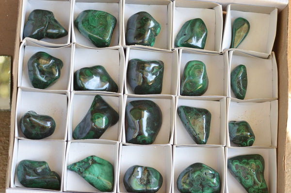 Polished Malachite Free Forms With Stunning Flower & Banding Patterns x 20 From Congo