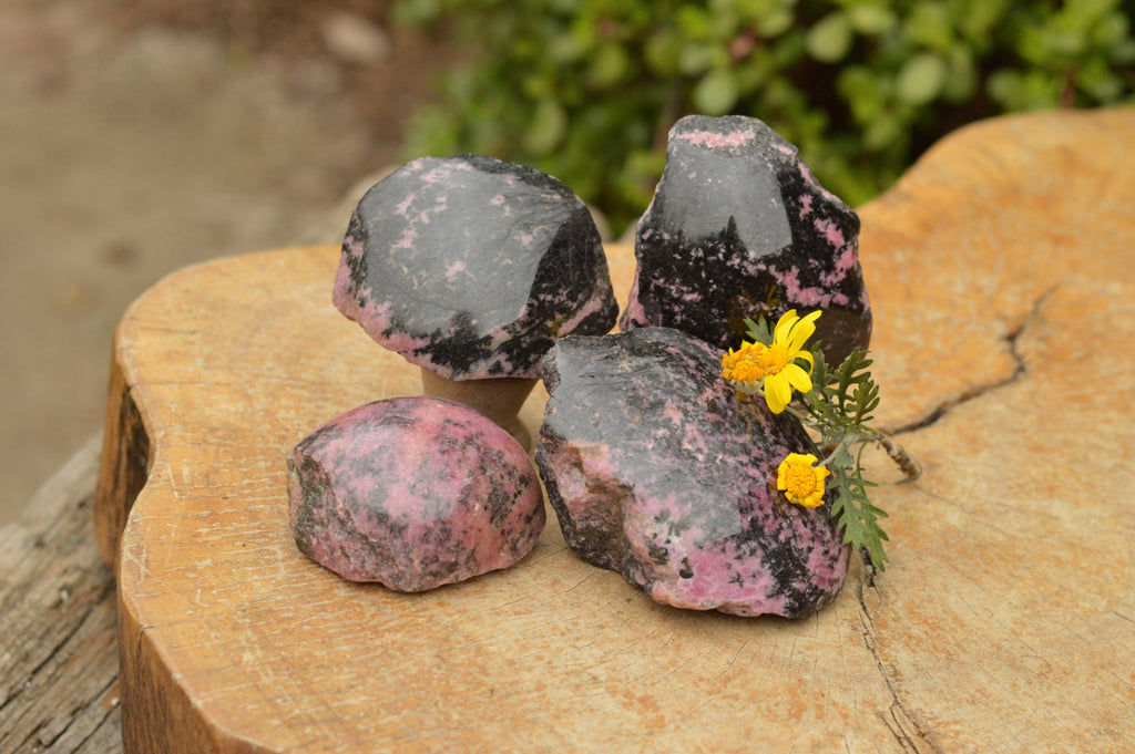 Polished Half Polished Rhodonite Free Forms  x 4 From Madagascar - TopRock