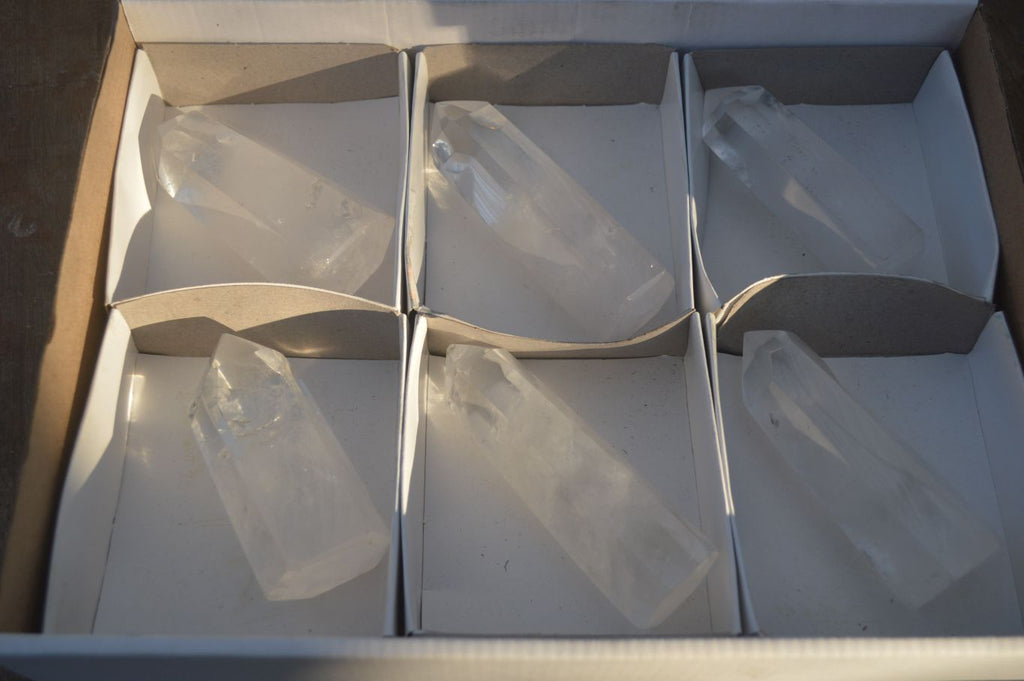 Polished Icy Clear Quartz Points x 6 From Madagascar - Toprock Gemstones and Minerals 