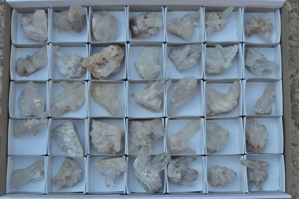 Natural Small Optic to Near Optic Quartz Clusters  x 35 From Madagascar - TopRock