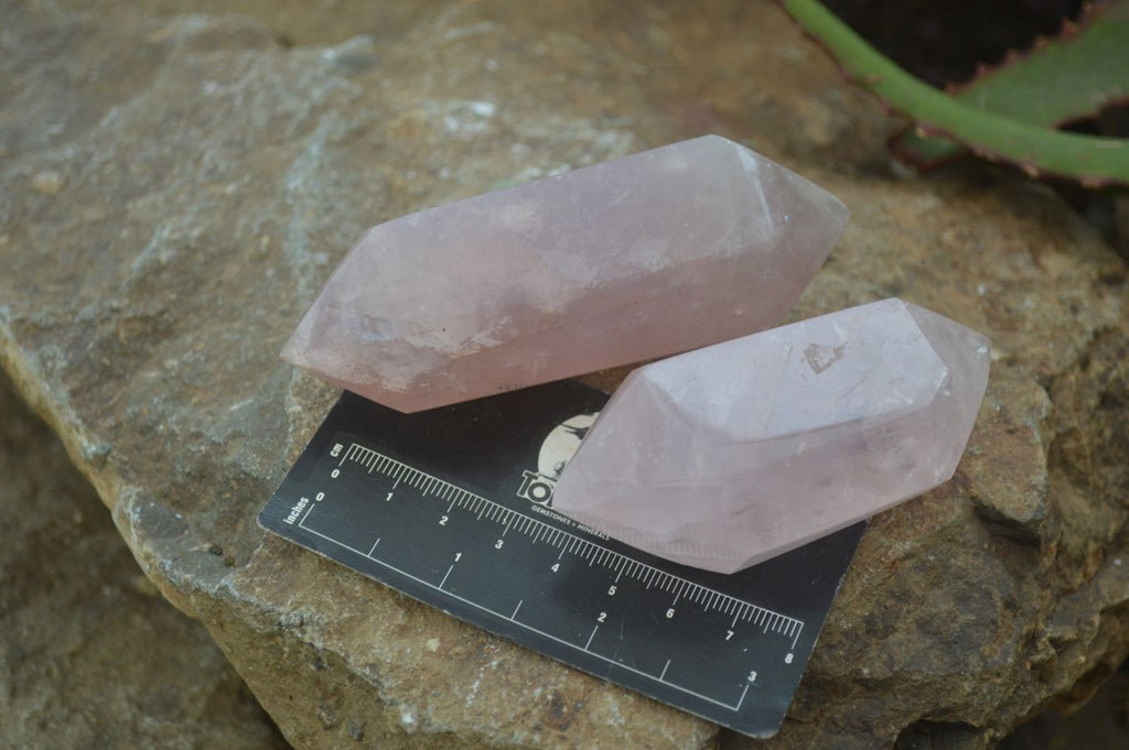 Polished Gemmy Double Terminated Rose Quartz Points x 6 From Antsirabe, Madagascar - Toprock Gemstones and Minerals 