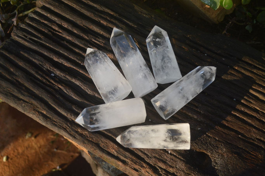 Polished Icy Clear Quartz Points x 6 From Madagascar - Toprock Gemstones and Minerals 