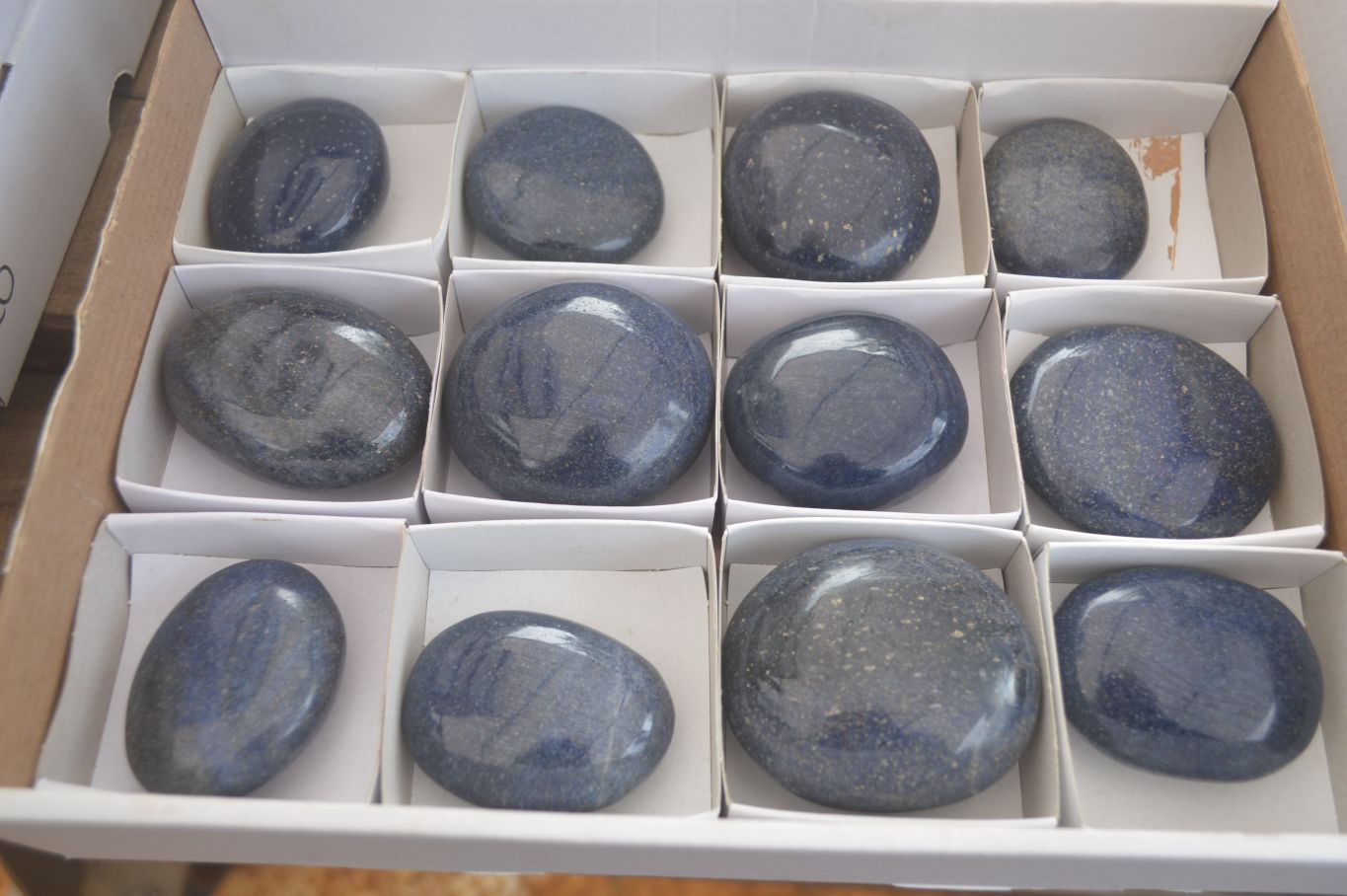 Polished  Blue Lazulite Palm Stones  x 12 From Madagascar - Toprock Gemstones and Minerals 