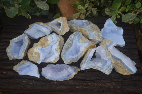 Natural Blue Lace Agate Geode Specimens  x 12 From Malawi - Toprock Gemstones and Minerals 