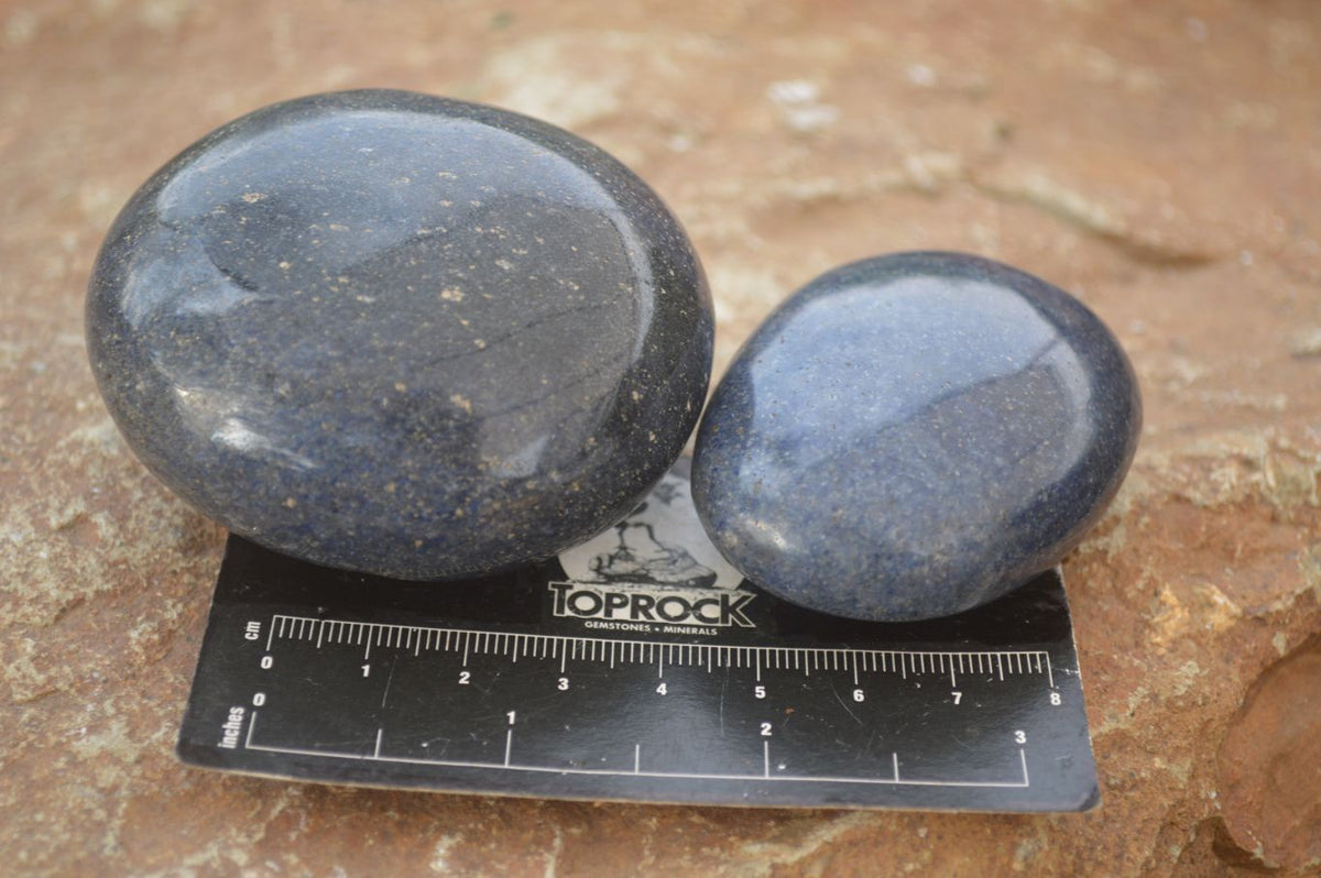 Polished  Blue Lazulite Palm Stones  x 12 From Madagascar - Toprock Gemstones and Minerals 