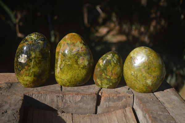 Polished Green Opal Standing Free Forms  x 6 From Antsirabe, Madagascar