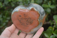 Polished Polychrome Jasper Hearts  x 2 From Madagascar