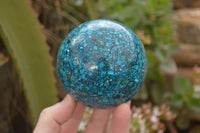 Polished Conglomerate Chrysocolla Spheres With Azurite & Malachite x 1 From Congo - Toprock Gemstones and Minerals 