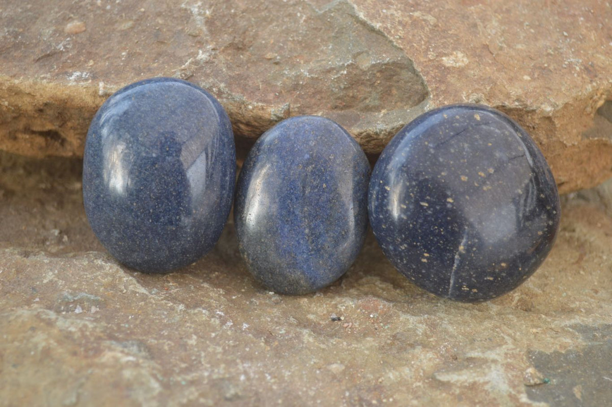 Polished  Blue Lazulite Palm Stones  x 12 From Madagascar - Toprock Gemstones and Minerals 