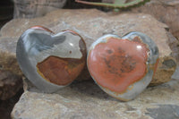 Polished Polychrome Jasper Hearts  x 2 From Madagascar