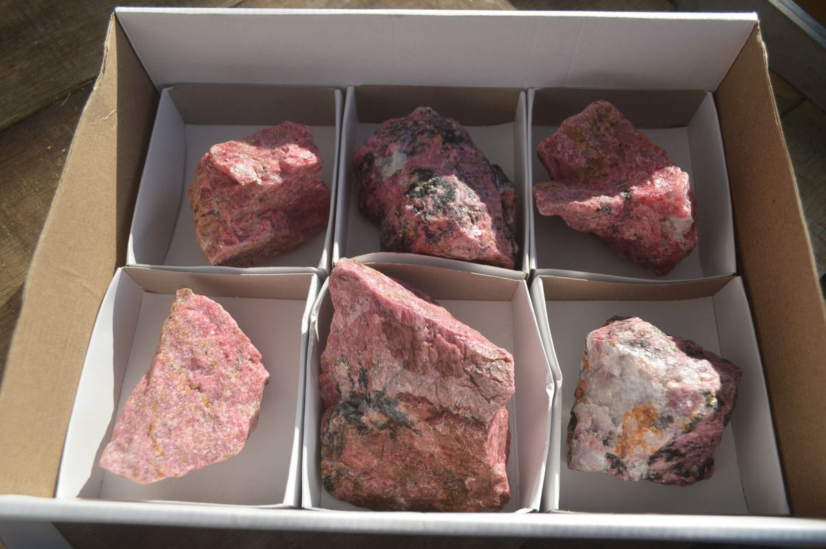 Natural Rough Red Rhodonite Specimens x 6 From Karoi, Zimbabwe - Toprock Gemstones and Minerals 