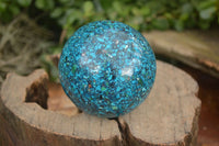 Polished Conglomerate Chrysocolla Spheres With Azurite & Malachite x 1 From Congo - Toprock Gemstones and Minerals 