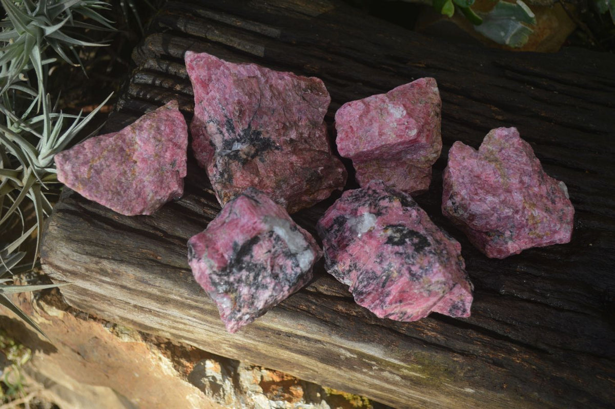 Natural Rough Red Rhodonite Specimens x 6 From Karoi, Zimbabwe - Toprock Gemstones and Minerals 