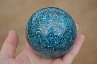 Polished Conglomerate Chrysocolla Spheres With Azurite & Malachite x 1 From Congo - Toprock Gemstones and Minerals 