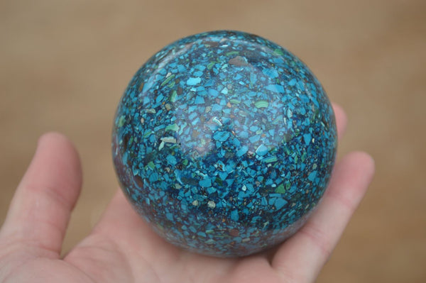 Polished Conglomerate Chrysocolla Spheres With Azurite & Malachite x 1 From Congo - Toprock Gemstones and Minerals 