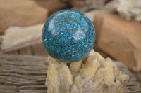 Polished Conglomerate Chrysocolla Spheres With Azurite & Malachite x 1 From Congo - Toprock Gemstones and Minerals 