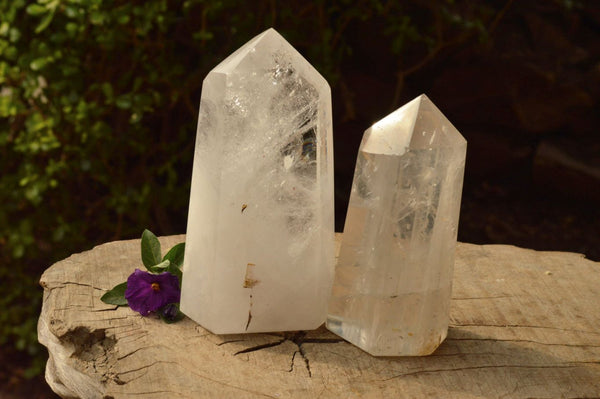 Polished Girasol Pearl Quartz & Clear Rainbow Quartz Points  x 2 From Madagascar - TopRock