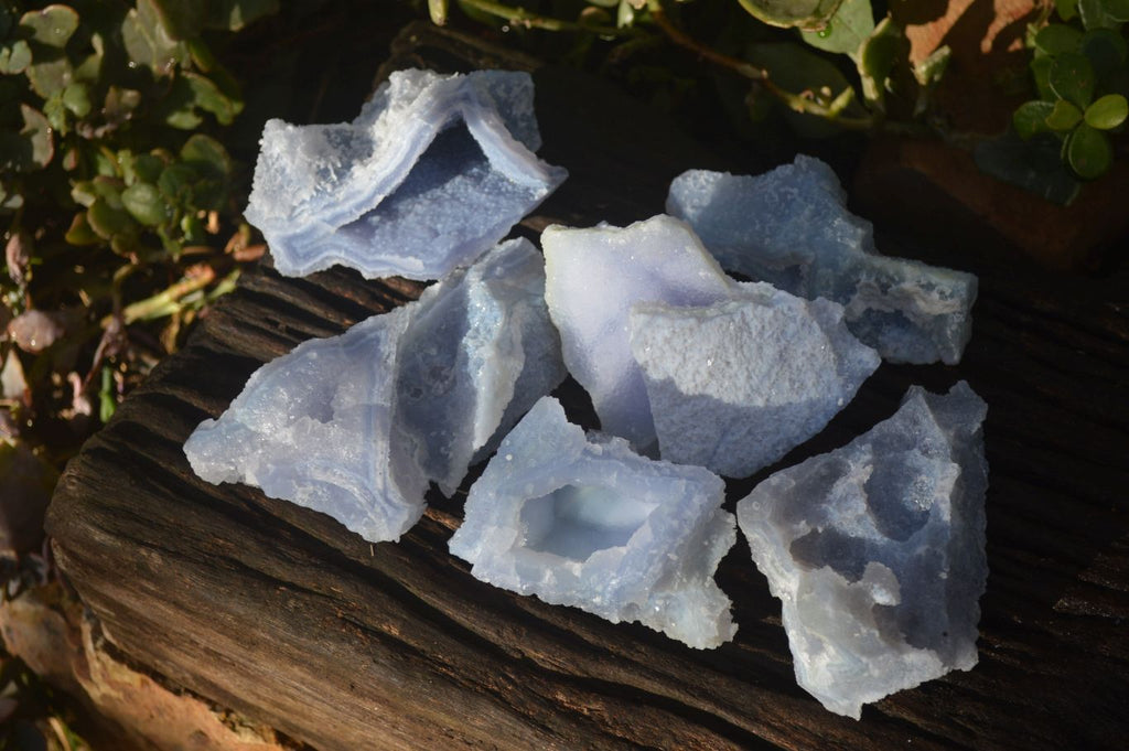 Natural Etched Blue Chalcedony Specimens  x 6 From Nsanje, Malawi - Toprock Gemstones and Minerals 